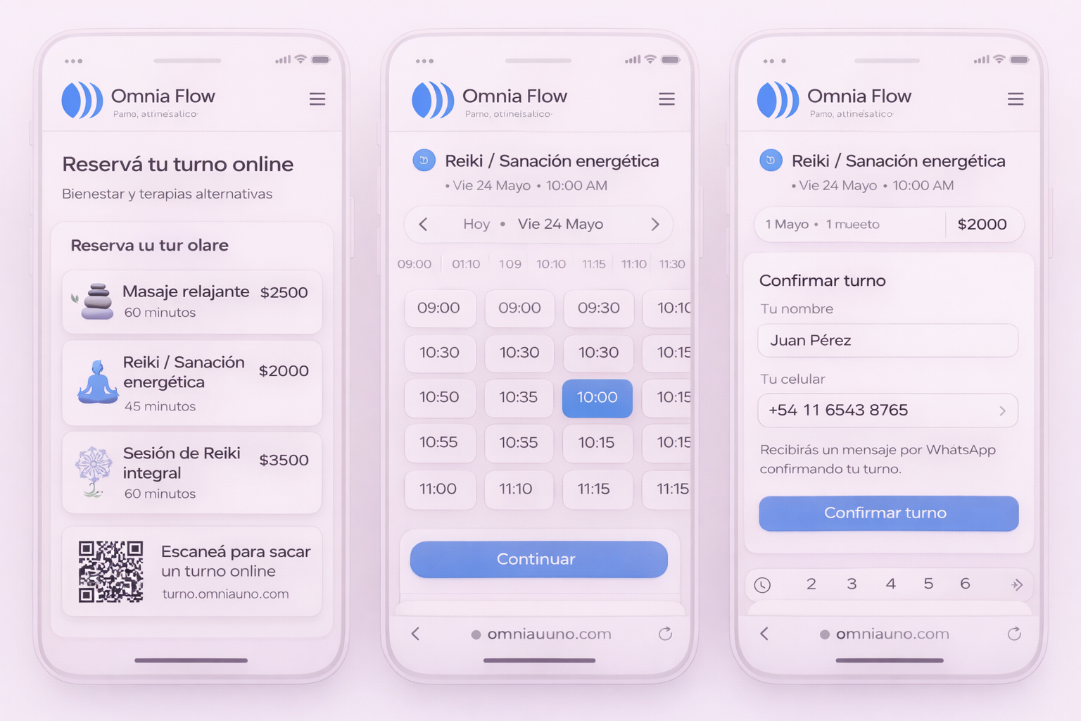 Vista preliminar del flujo de reserva